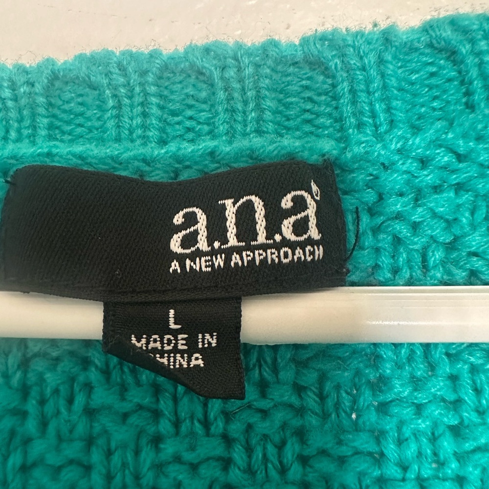A.N.A A New Approach Teal Textured Knit Sweater Size Large - Picture 6 of 7